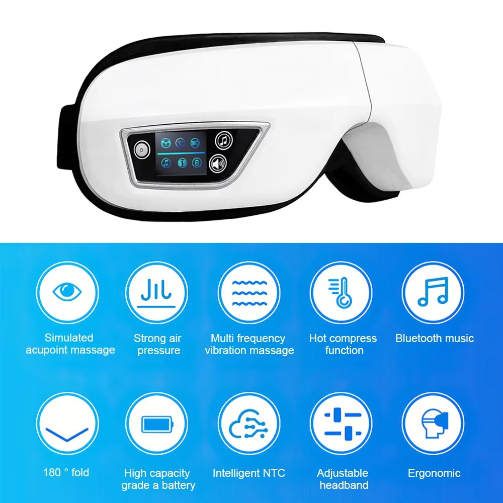 6D Smart Airbag Eye Massager Electric Vibration Bluetooth Music Sleep Mask Fatigue & Dark Circle Relief Eyes Care Instrument