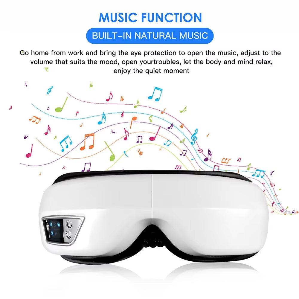 6D Smart Airbag Eye Massager Electric Vibration Bluetooth Music Sleep Mask Fatigue & Dark Circle Relief Eyes Care Instrument