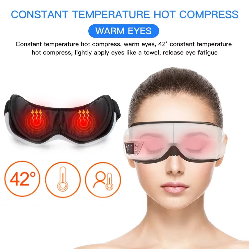 6D Smart Airbag Eye Massager Electric Vibration Bluetooth Music Sleep Mask Fatigue & Dark Circle Relief Eyes Care Instrument